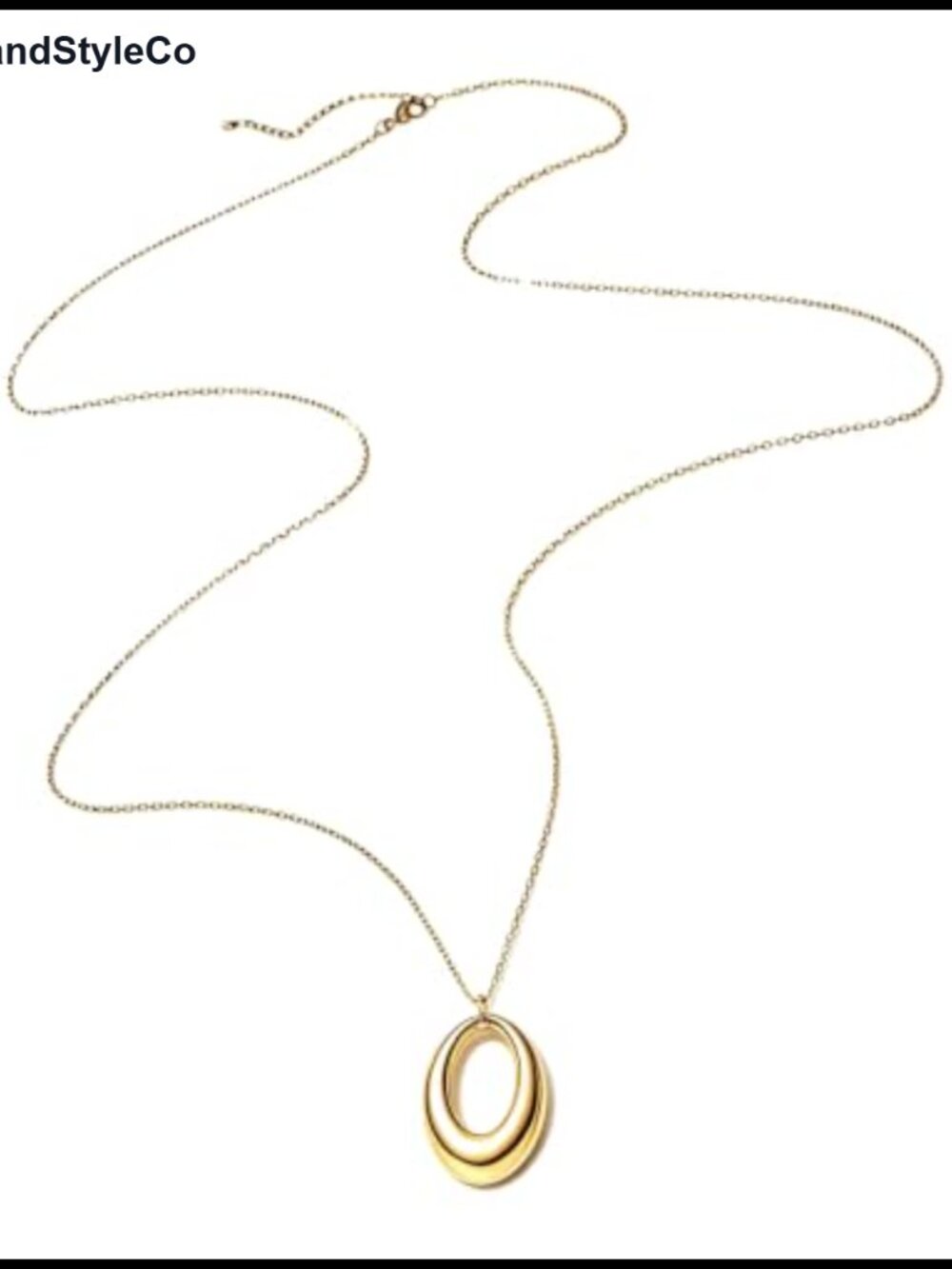 Chunky Oval Hoop Pendant Necklace Long Chain Statement Jewelry
